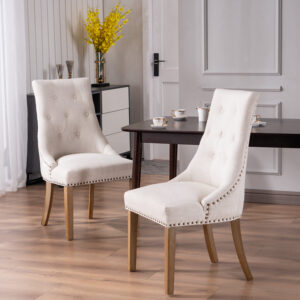 Button Tufted Uohoklstered Dining chair with Ring Knocker DC 8302