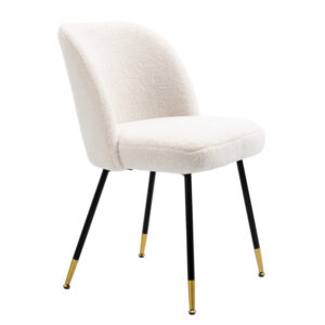 Metal Legs Gold Cooper Cap with Shearling Upholstered Dining Chair DC 080