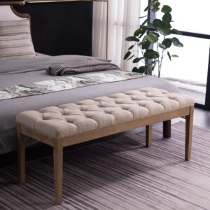 Wooden-Fabric-Upholstered-Modern-Tufted-Bench-BEN-7707