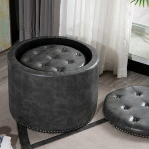 Wooden & Fabric Upholstered Storage Set Ottoman ST 5501 PU