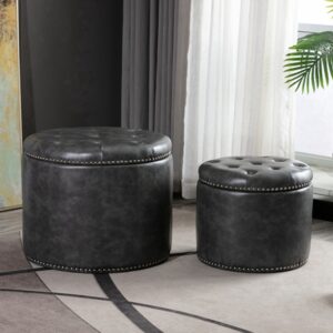 Wooden-Fabric-Upholstered-Storage-Set-Ottoman-ST-5501-PU