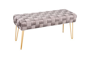 Hand woven Velvet Bench with metal legs coper BEN 22101-L