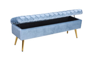 Wooden Storage Bench with hand woven top and metal legs Ben 2283